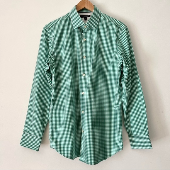 Banana Republic Other - Banana Republic Green & White Gingham Slim-Fit Button Down Shirt Size M